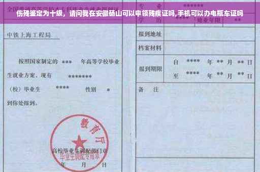 伤残鉴定为十级，请问我在安徽砀山可以申领残疾证吗,手机可以办电瓶车证吗