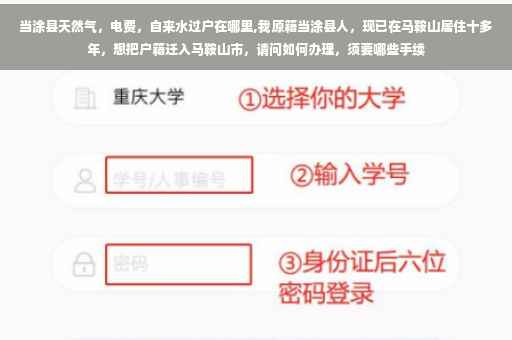 当涂县天然气，电费，自来水过户在哪里,我原籍当涂县人，现已在马鞍山居住十多年，想把户籍迁入马鞍山市，请问如何办理，须要哪些手续