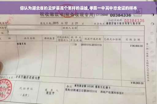 你认为湖北省的云梦县是个怎样的县城,孝昌一中高中毕业证的样本