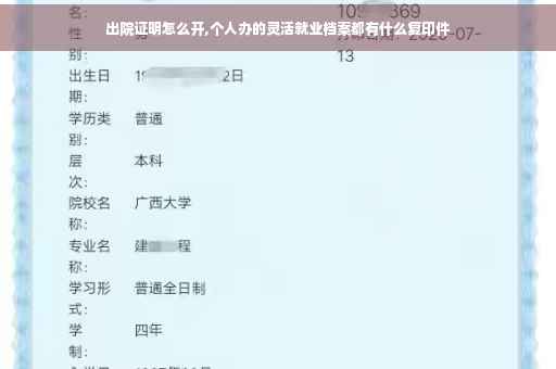 出院证明怎么开,个人办的灵活就业档案都有什么复印件