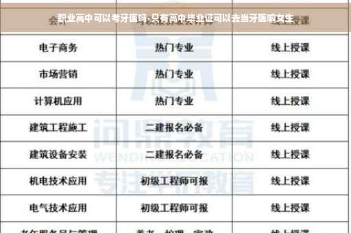 职业高中可以考牙医吗-只有高中毕业证可以去当牙医嘛女生