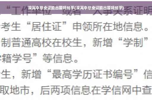 没高中毕业证能出国吗知乎(没高中毕业证能出国吗知乎)