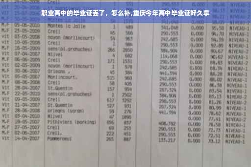 职业高中的毕业证丢了，怎么补,重庆今年高中毕业证好久拿