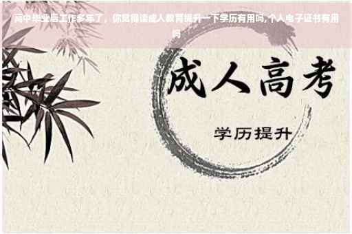 高中毕业后工作多年了，你觉得读成人教育提升一下学历有用吗,个人电子证书有用吗