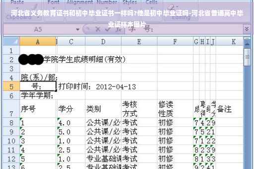 河北省义务教育证书和初中毕业证书一样吗?他是初中毕业证吗-河北省普通高中毕业证样本图片