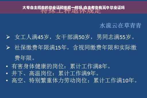 大专自主招生的毕业证和统招一样吗,自主考生有高中毕业证吗