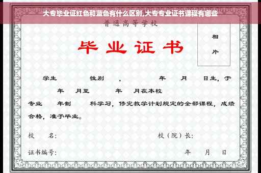 大专毕业证红色和蓝色有什么区别,大专专业证书课程有哪些