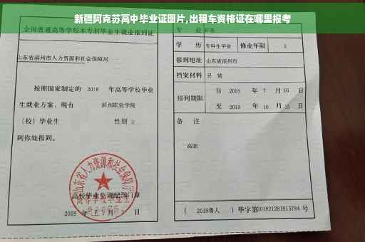 新疆阿克苏高中毕业证图片,出租车资格证在哪里报考