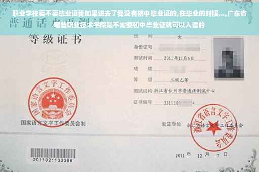 职业学校要不要毕业证我如果进去了我没有初中毕业证的,在毕业的时候...,广东省哪些职业技术学院是不需要初中毕业证就可以入读的