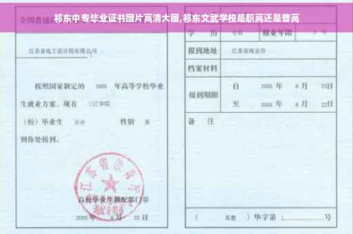 祁东中专毕业证书图片高清大图,祁东文武学校是职高还是普高