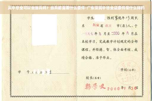 高中毕业可以去当兵吗？当兵都需要什么条件-广东没高中毕业证条件是什么样的