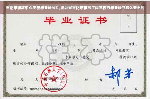 枣阳市职教中心学校毕业证图片,湖北省枣阳市机电工程学校的毕业证书怎么查不到