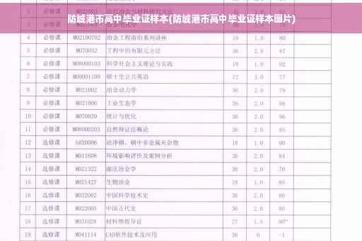防城港市高中毕业证样本(防城港市高中毕业证样本图片)