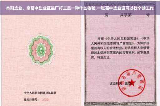 本科毕业，拿高中毕业证进厂打工是一种什么体验,一张高中毕业证可以找个啥工作