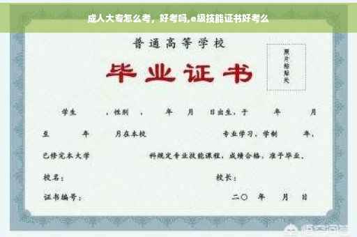成人大专怎么考，好考吗,e级技能证书好考么