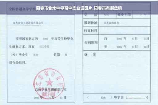 阳春市合水中学高中毕业证图片,阳春市有哪些镇