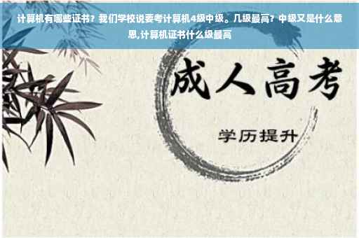 计算机有哪些证书？我们学校说要考计算机4级中级。几级最高？中级又是什么意思,计算机证书什么级最高