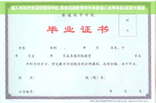 成人本科毕业证和网络学校,网络远程教育专升本和成人自考本科:区别大揭秘