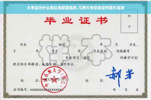 大专证为什么有红色和蓝色的,几种大专毕业证书图片高清