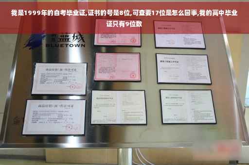 我是1999年的自考毕业证,证书的号是8位,可查要17位是怎么回事,我的高中毕业证只有9位数 我是1999年的自考毕业证,证书的号是8位,可查要17位是怎么回事,我的高中毕业证只有9位数