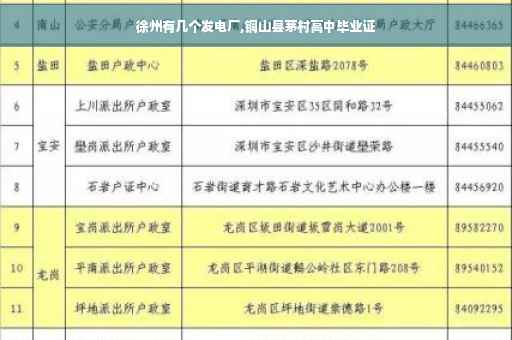 徐州有几个发电厂,铜山县茅村高中毕业证