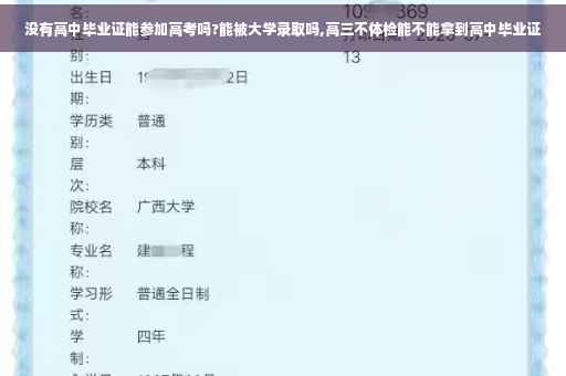 没有高中毕业证能参加高考吗?能被大学录取吗,高三不体检能不能拿到高中毕业证
