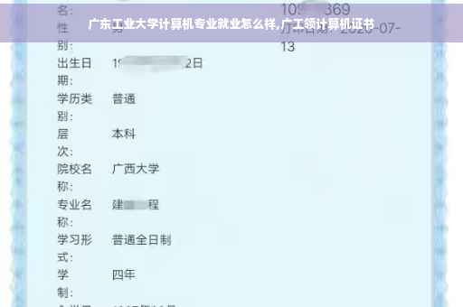 广东工业大学计算机专业就业怎么样,广工领计算机证书