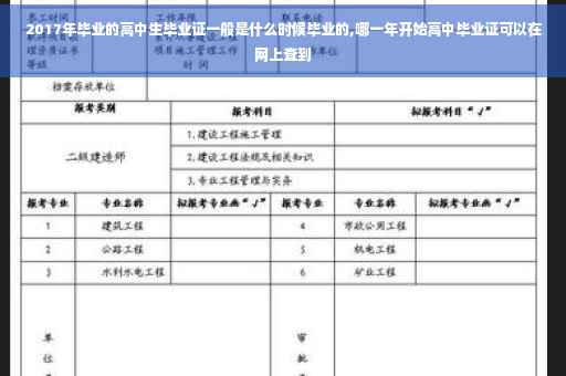 2017年毕业的高中生毕业证一般是什么时候毕业的,哪一年开始高中毕业证可以在网上查到