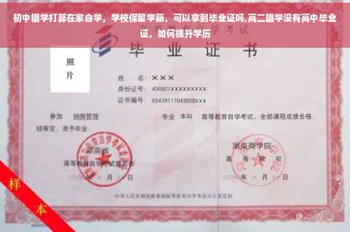 初中辍学打算在家自学，学校保留学籍，可以拿到毕业证吗,高二辍学没有高中毕业证，如何提升学历