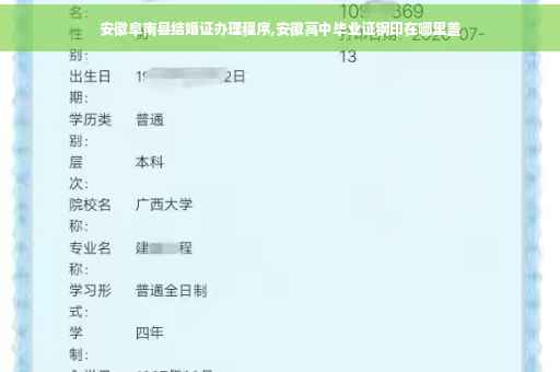 安徽阜南县结婚证办理程序,安徽高中毕业证钢印在哪里盖