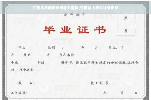 江苏儿童健康手册补办流程,江苏网上怎么补身份证