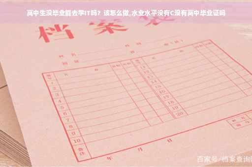 高中生没毕业能去学IT吗？该怎么做,水业水平没有C没有高中毕业证吗