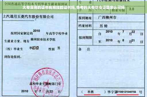 大专没用的证书有用技能证书吗,免考的大专毕业证国家认可吗