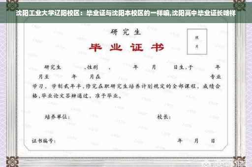 沈阳工业大学辽阳校区：毕业证与沈阳本校区的一样嘛,沈阳高中毕业证长啥样