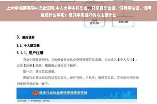上大学需要初高中毕业证吗,本人大学本科毕业，只拿到毕业证，没有学位证，请问这算什么学历？提升学历最好的方法是什么
