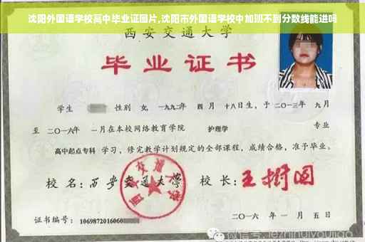 沈阳外国语学校高中毕业证图片,沈阳市外国语学校中加班不到分数线能进吗