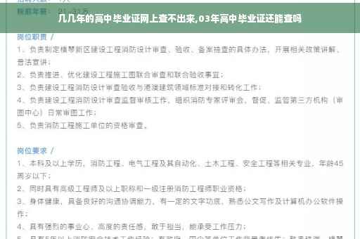 几几年的高中毕业证网上查不出来,03年高中毕业证还能查吗