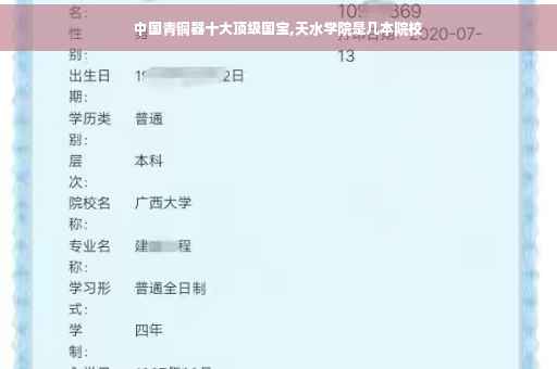 中国青铜器十大顶级国宝,天水学院是几本院校