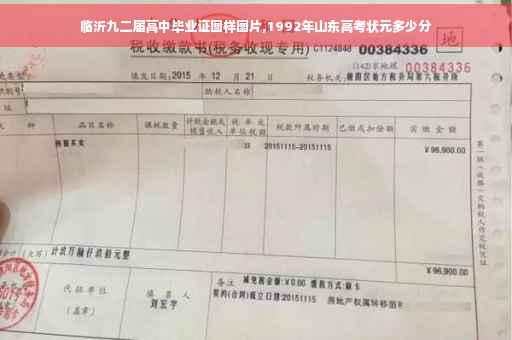 临沂九二届高中毕业证图样图片,1992年山东高考状元多少分