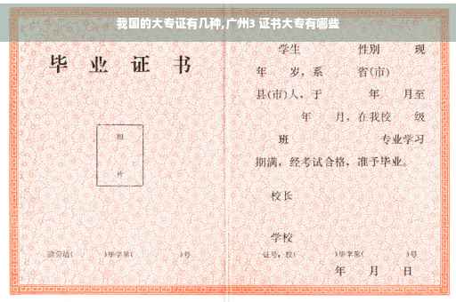 我国的大专证有几种,广州3 证书大专有哪些