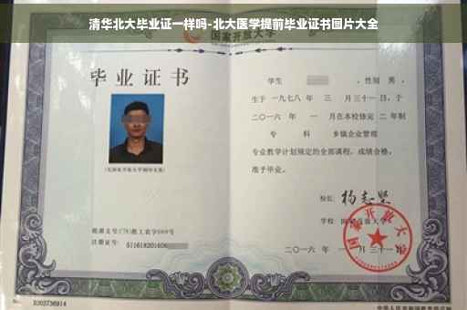 清华北大毕业证一样吗-北大医学提前毕业证书图片大全