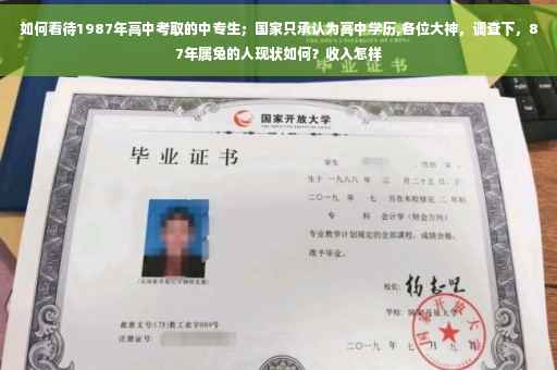 如何看待1987年高中考取的中专生；国家只承认为高中学历,各位大神，调查下，87年属兔的人现状如何？收入怎样