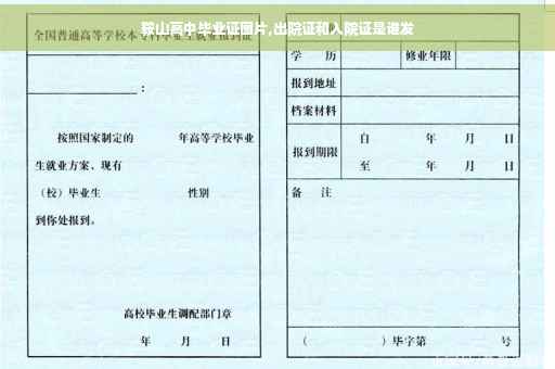 鞍山高中毕业证图片,出院证和入院证是谁发