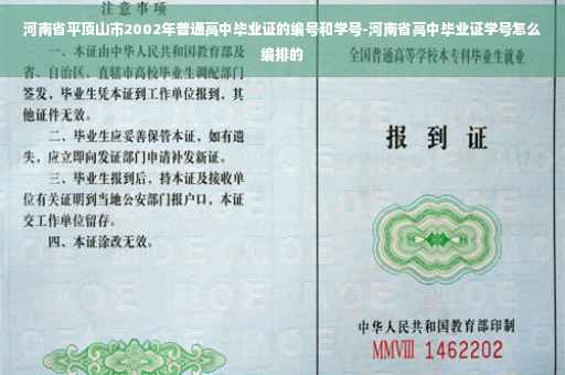 河南省平顶山市2002年普通高中毕业证的编号和学号-河南省高中毕业证学号怎么编排的