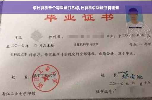 求计算机各个等级证书名称,计算机中级证书有哪些