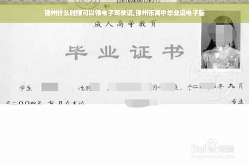 锦州什么时候可以领电子驾驶证,锦州市高中毕业证电子版