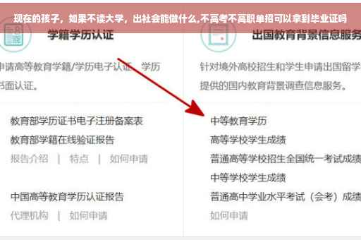 现在的孩子，如果不读大学，出社会能做什么,不高考不高职单招可以拿到毕业证吗