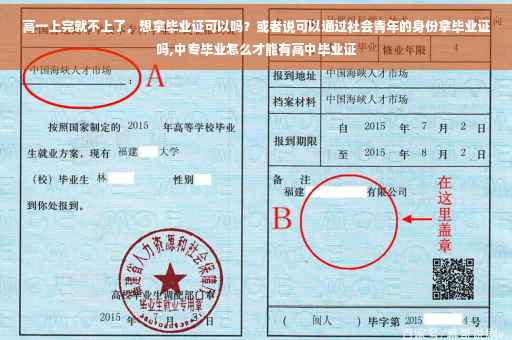 高一上完就不上了，想拿毕业证可以吗？或者说可以通过社会青年的身份拿毕业证吗,中专毕业怎么才能有高中毕业证