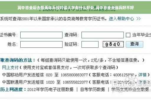高中毕业后去服两年兵役对读大学有什么好处,高中毕业去当兵好不好