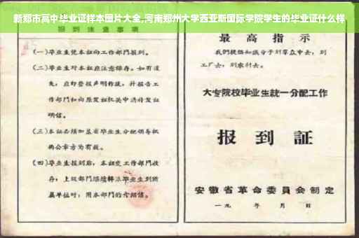 新郑市高中毕业证样本图片大全,河南郑州大学西亚斯国际学院学生的毕业证什么样